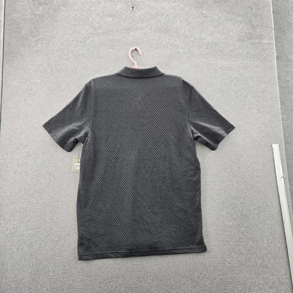George Men Polo‎ M (38-40) Black Geometric Button Short Sleeve NWT